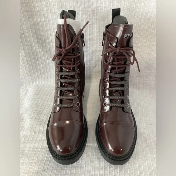 (NIB) Women’s DKNY Malaya Lace-Up Combat Booties - Picture 4 of 7